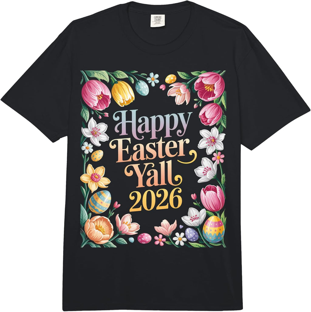 Happy Easter Yall 2026 Funny Comfort Colors Adult - Adult & Kids T-Shirts, Sweatshirts & Hoodies apparel design preview 1