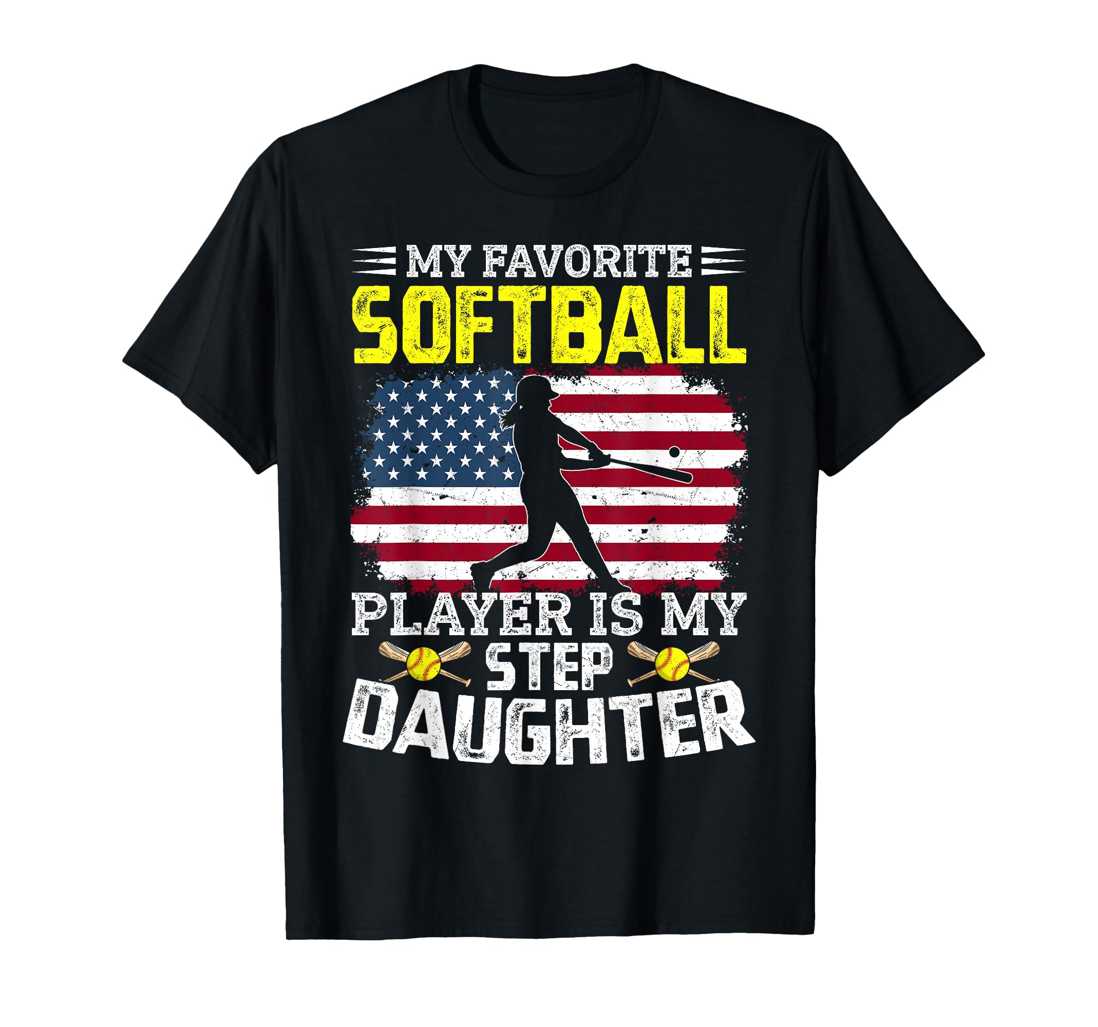 Proud Step Dad Softball Player T-Shirt - Trendy Graphic for Adults - T-Shirt, Sweatshirt, Hoodie