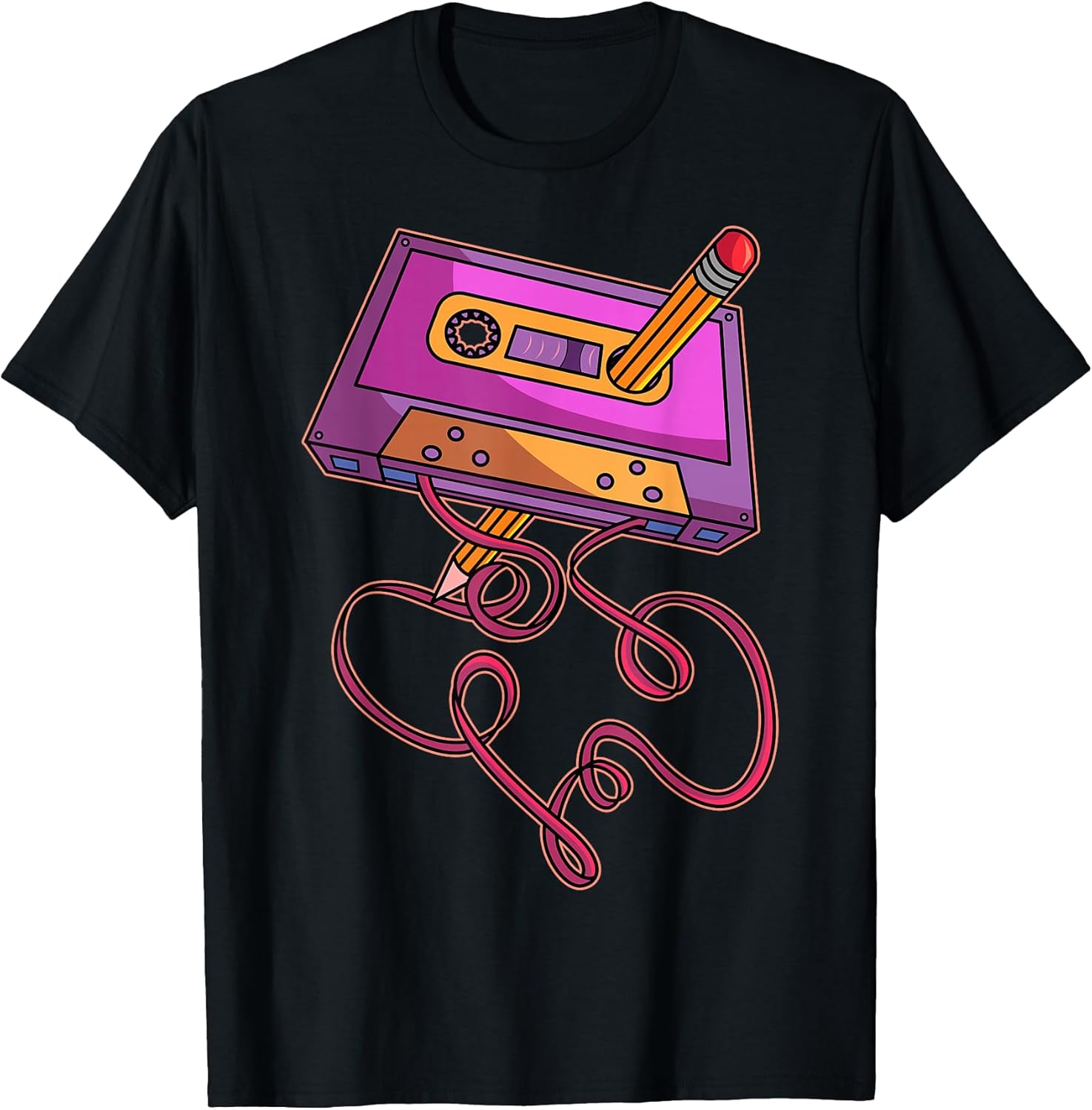 80s Cassette Tape Pencil 1980s Retro Vintage - Adult & Kids T-Shirts, Sweatshirts & Hoodies apparel design preview 1