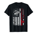 Walleye Fish Fishing American Flag T-Shirt - Minimalist Print Men Women - T-Shirt, Sweatshirt, Hoodie