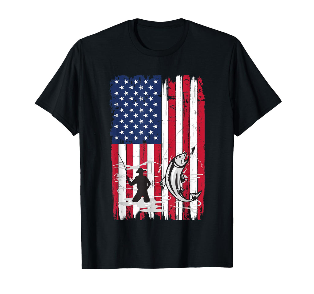 Fly Fishing American Flag Mens T-Shirt - Custom Art Print Men Women - T-Shirt, Sweatshirt, Hoodie