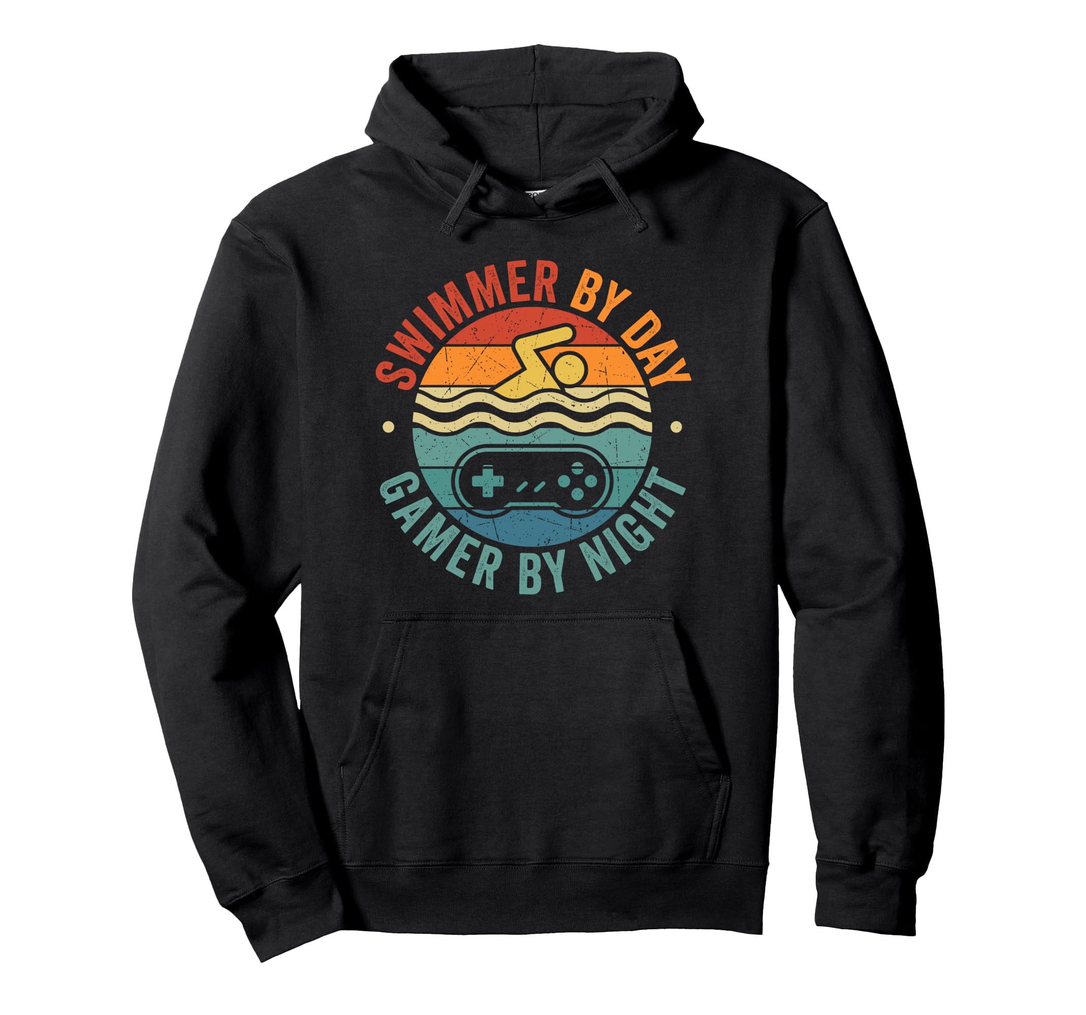 Swimmer Day Gamer Night Funny Swmming Hoodie - Graphic Print for Adults - T-Shirt, Sweatshirt, Hoodie