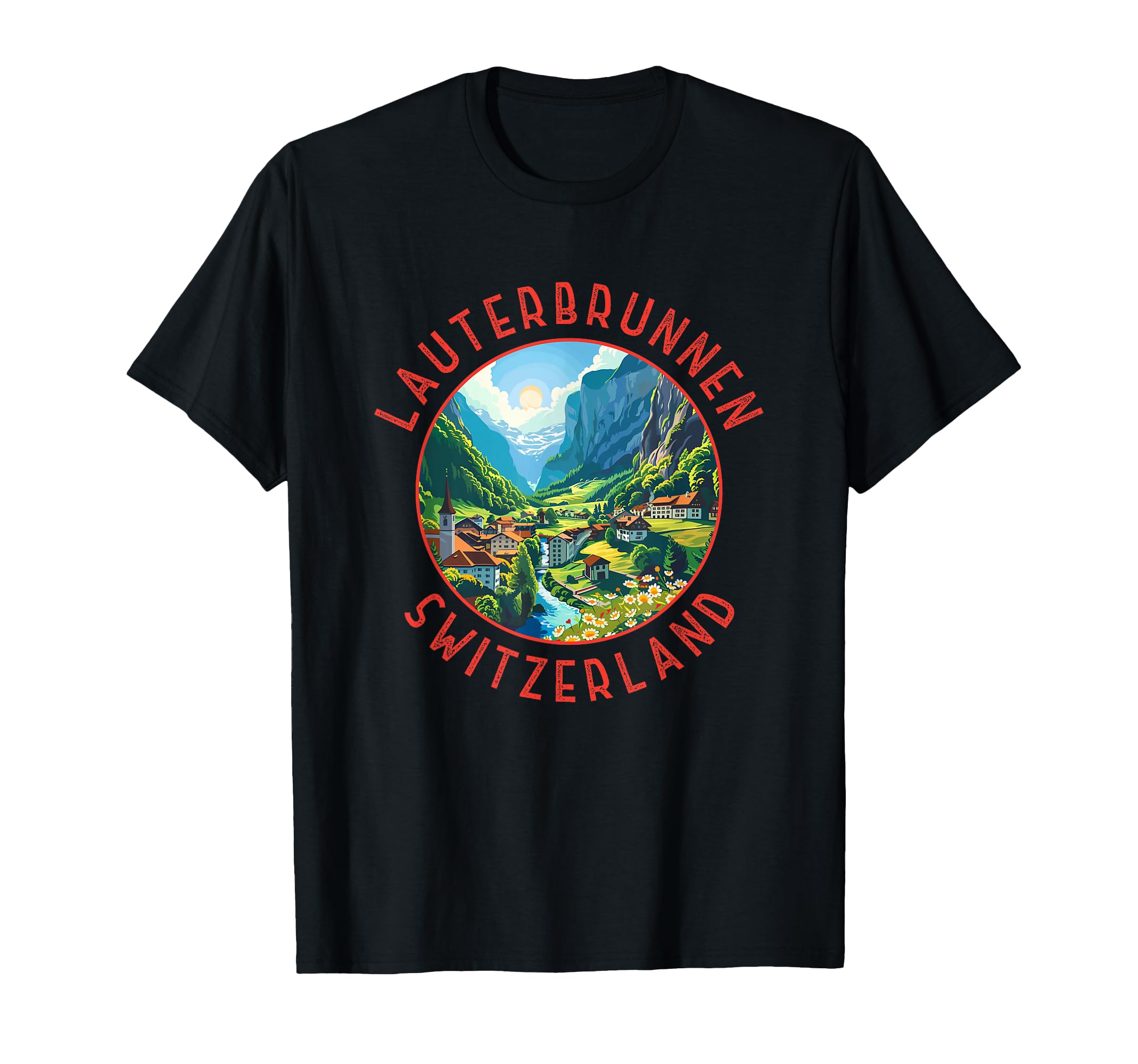 Lauterbrunnen Switzerland Distressed T-Shirt - Graphic Print Men Women - T-Shirt, Sweatshirt, Hoodie