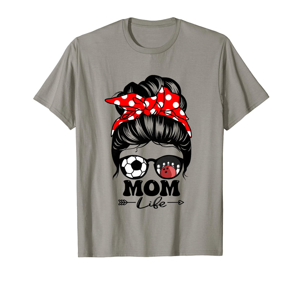 Mom Life Messy Bun Hair Funny Soccer T-Shirt - Unique Graphic Unisex - T-Shirt, Sweatshirt, Hoodie