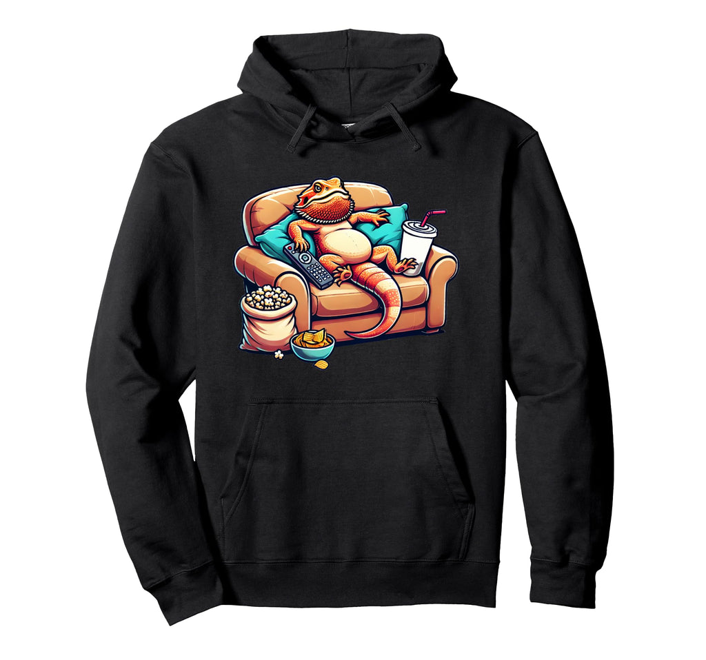 Bearded Dragon Couch Potato Funny Hoodie - Trendy Graphic for Adults - T-Shirt, Sweatshirt, Hoodie