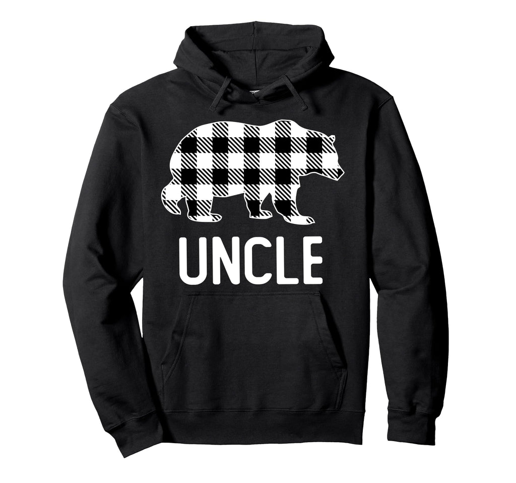 Uncle Bear Grey Buffalo Plaid Hoodie - Casual Everyday Wear Men Women - T-Shirt, Sweatshirt, Hoodie
