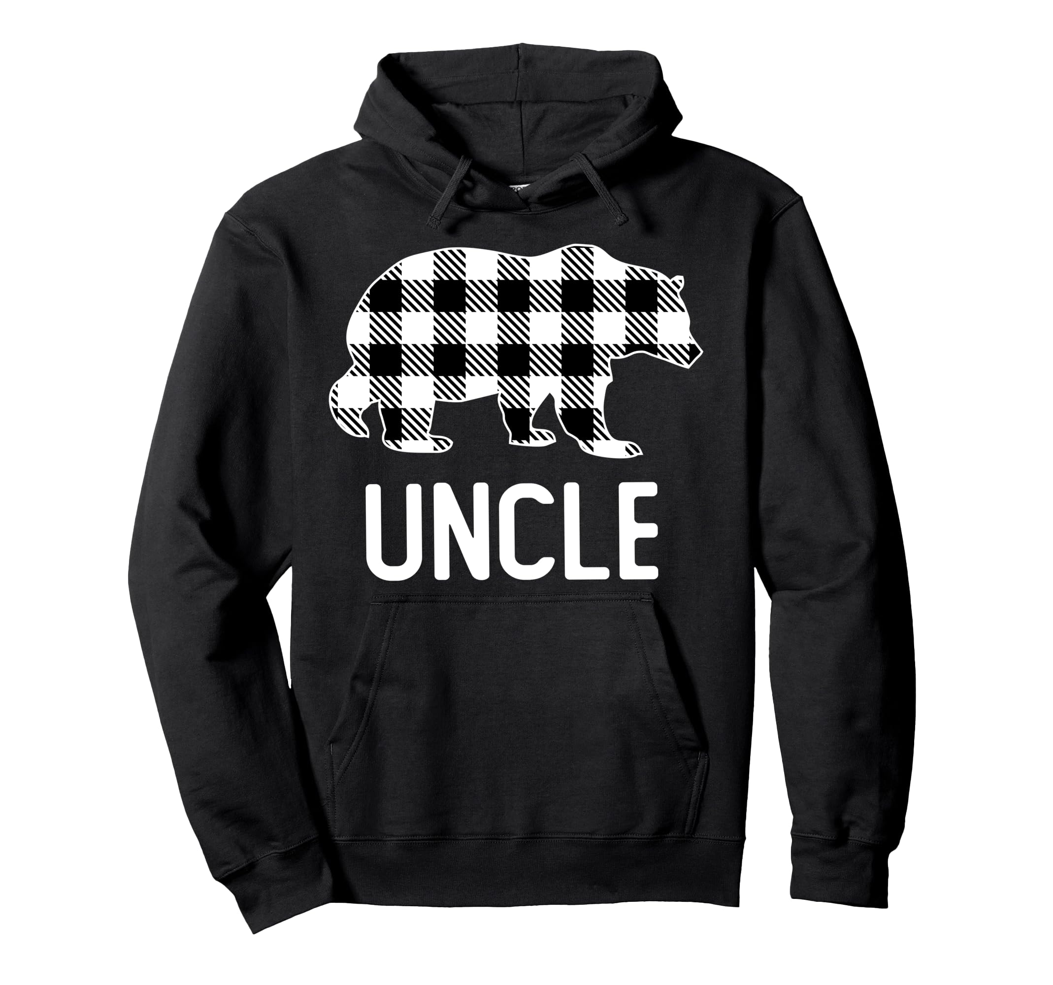 Uncle Bear Grey Buffalo Plaid Hoodie - Casual Everyday Wear Men Women - T-Shirt, Sweatshirt, Hoodie