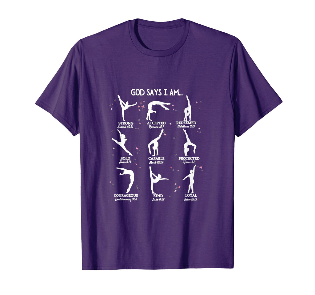 Gymnastics God Says I Am Bible T-Shirt - Casual Everyday Wear for Adults - T-Shirt, Sweatshirt, Hoodie