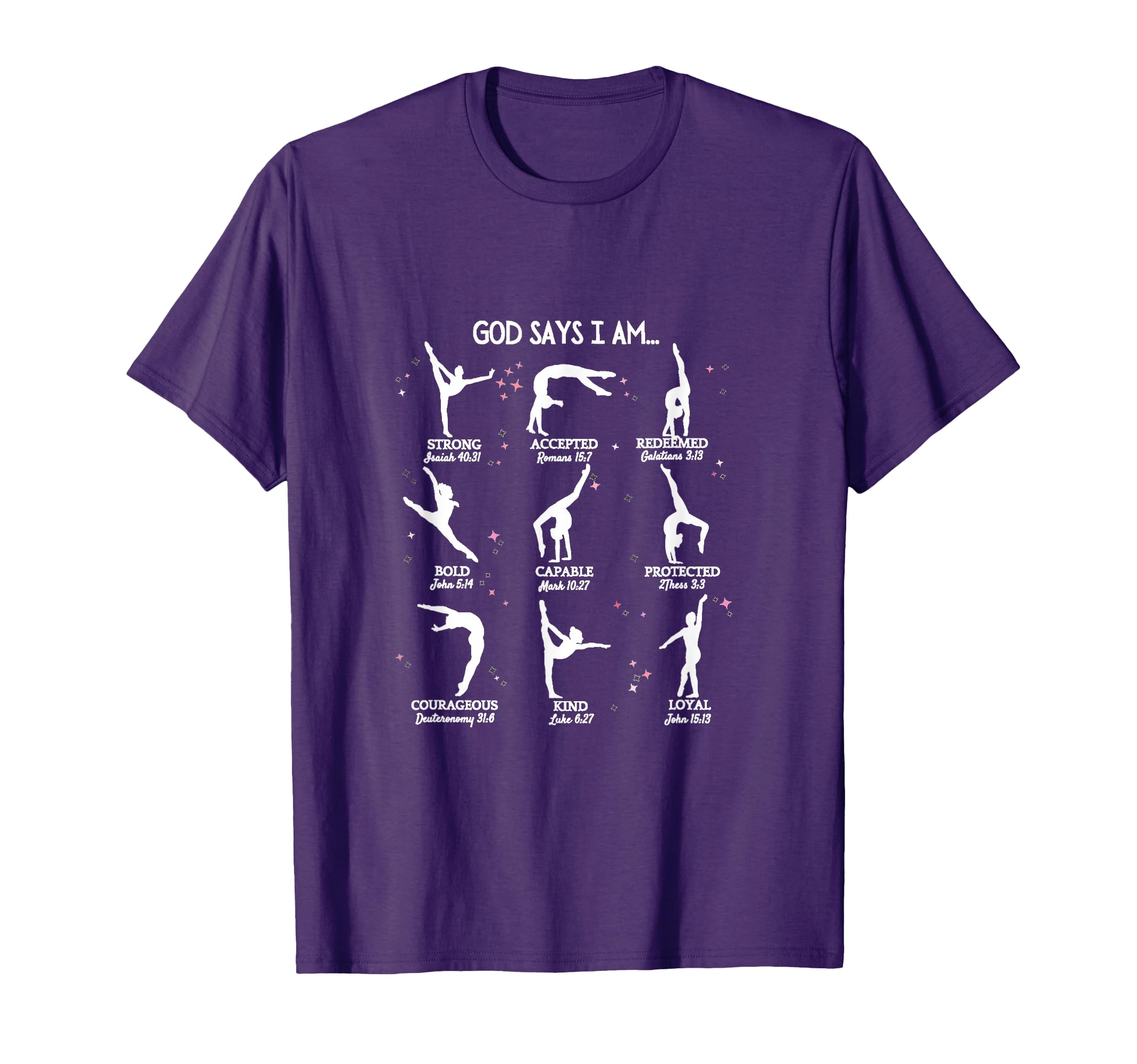 Gymnastics God Says I Am Bible T-Shirt - Casual Everyday Wear for Adults - T-Shirt, Sweatshirt, Hoodie