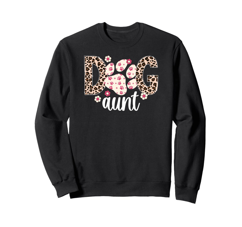 Dog Aunt Dog Lover Aunt Leopard Sweatshirt - Casual Everyday Wear Unisex - T-Shirt, Sweatshirt, Hoodie