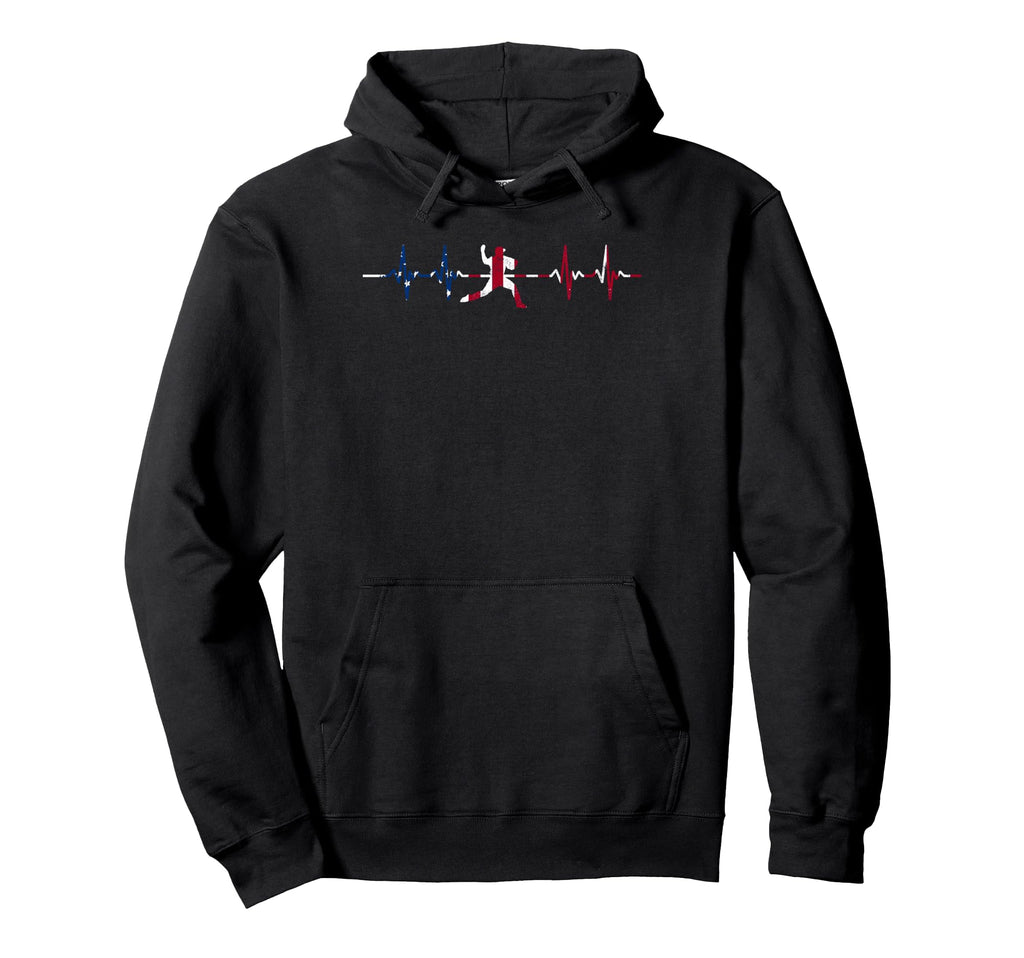 Baseball Heartbeat Us Flag Player Coach Hoodie - Unique Graphic Men Women - T-Shirt, Sweatshirt, Hoodie