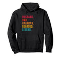 Husband Dad Grandpa Bearded Legend Hoodie - Unique Graphic Men Women - T-Shirt, Sweatshirt, Hoodie