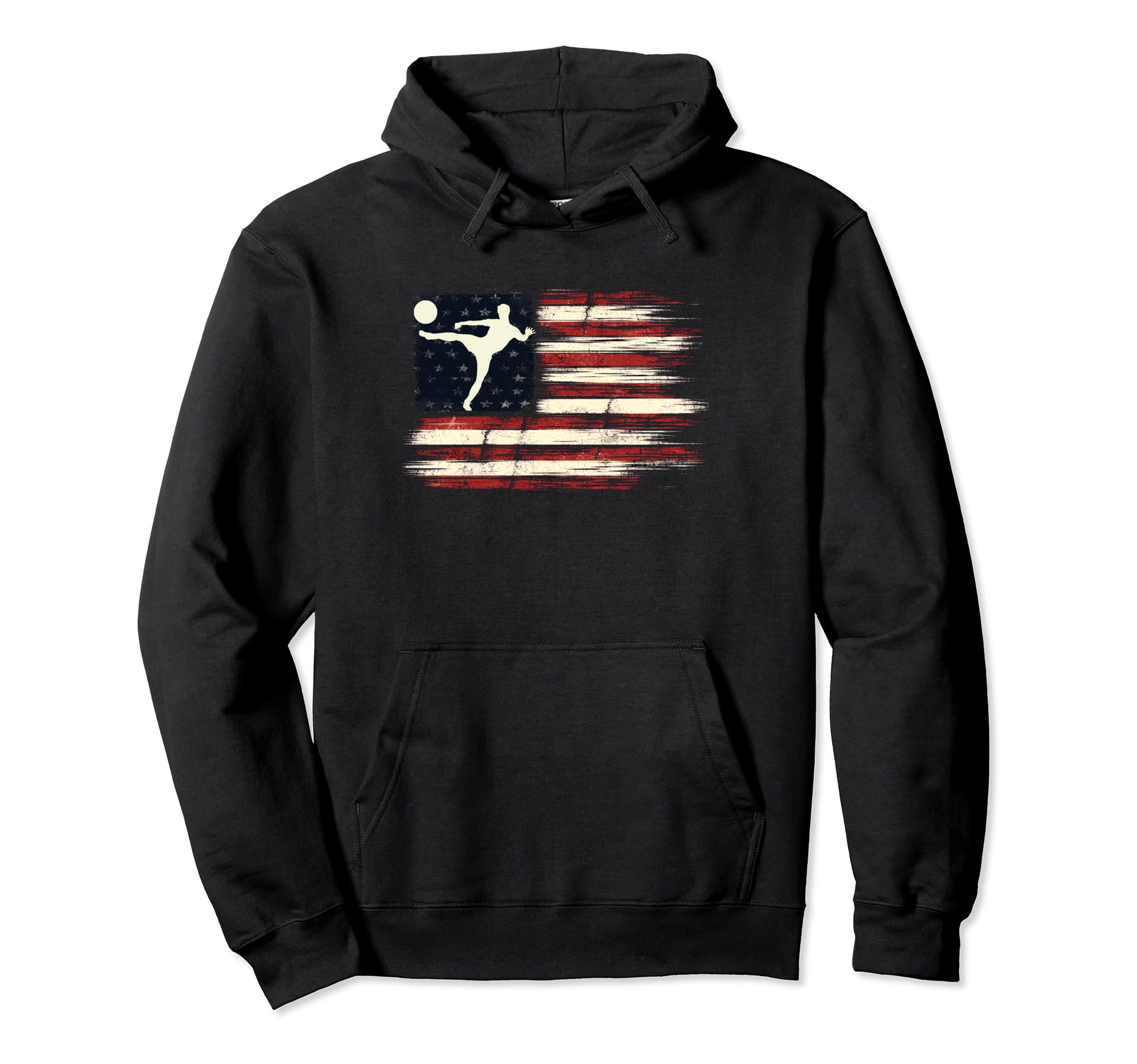 Distressed Flag Patriotic Mens Soccer Hoodie - Graphic Print for Adults - T-Shirt, Sweatshirt, Hoodie