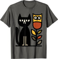 Minimalist Cat and Owl Art Graphic - Adult & Kids T-Shirts, Sweatshirts & Hoodies apparel design preview 1