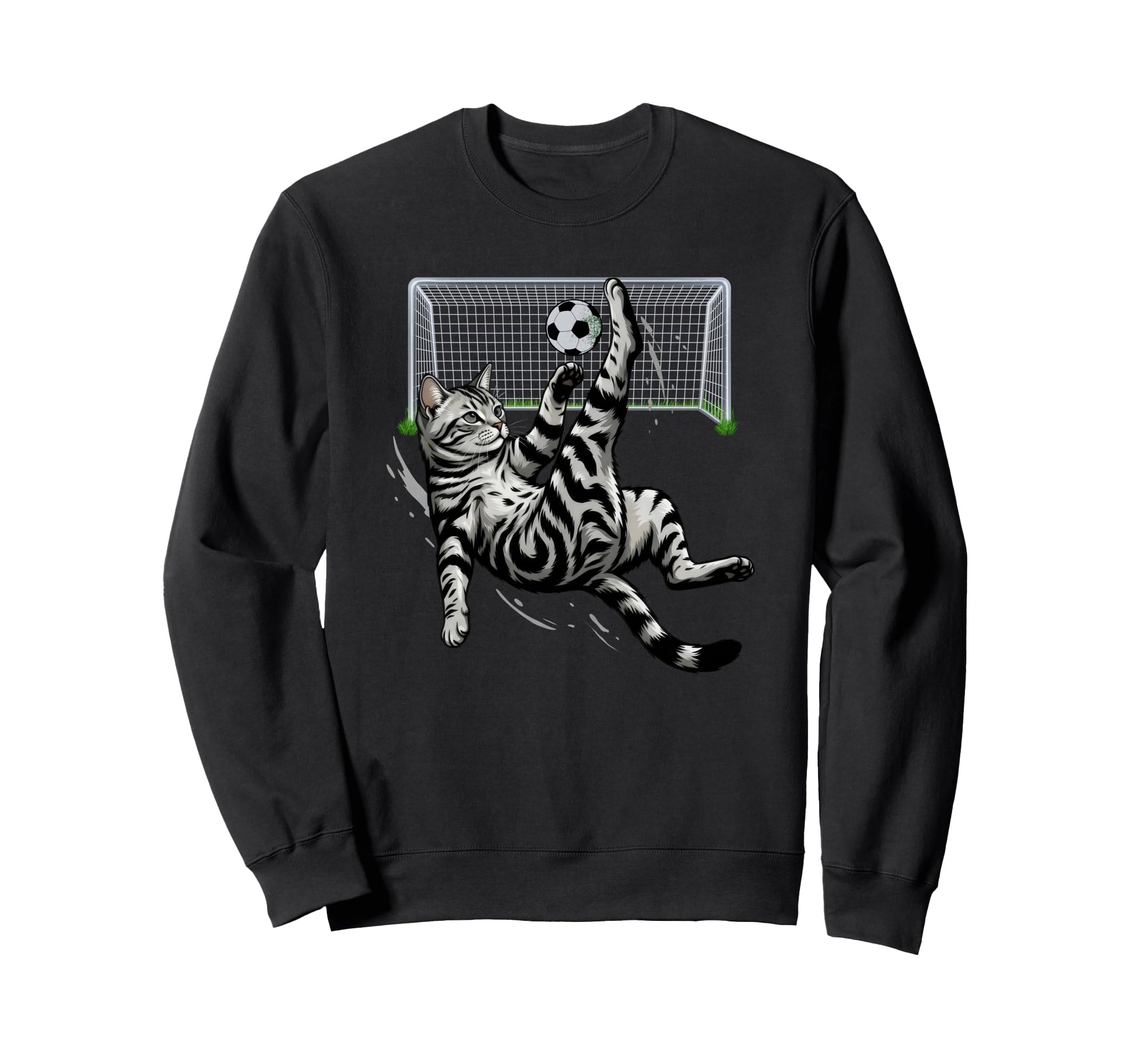 Funny Tabby Cat Soccer Bicycle Kick Sweatshirt - Unique Graphic Unisex - T-Shirt, Sweatshirt, Hoodie