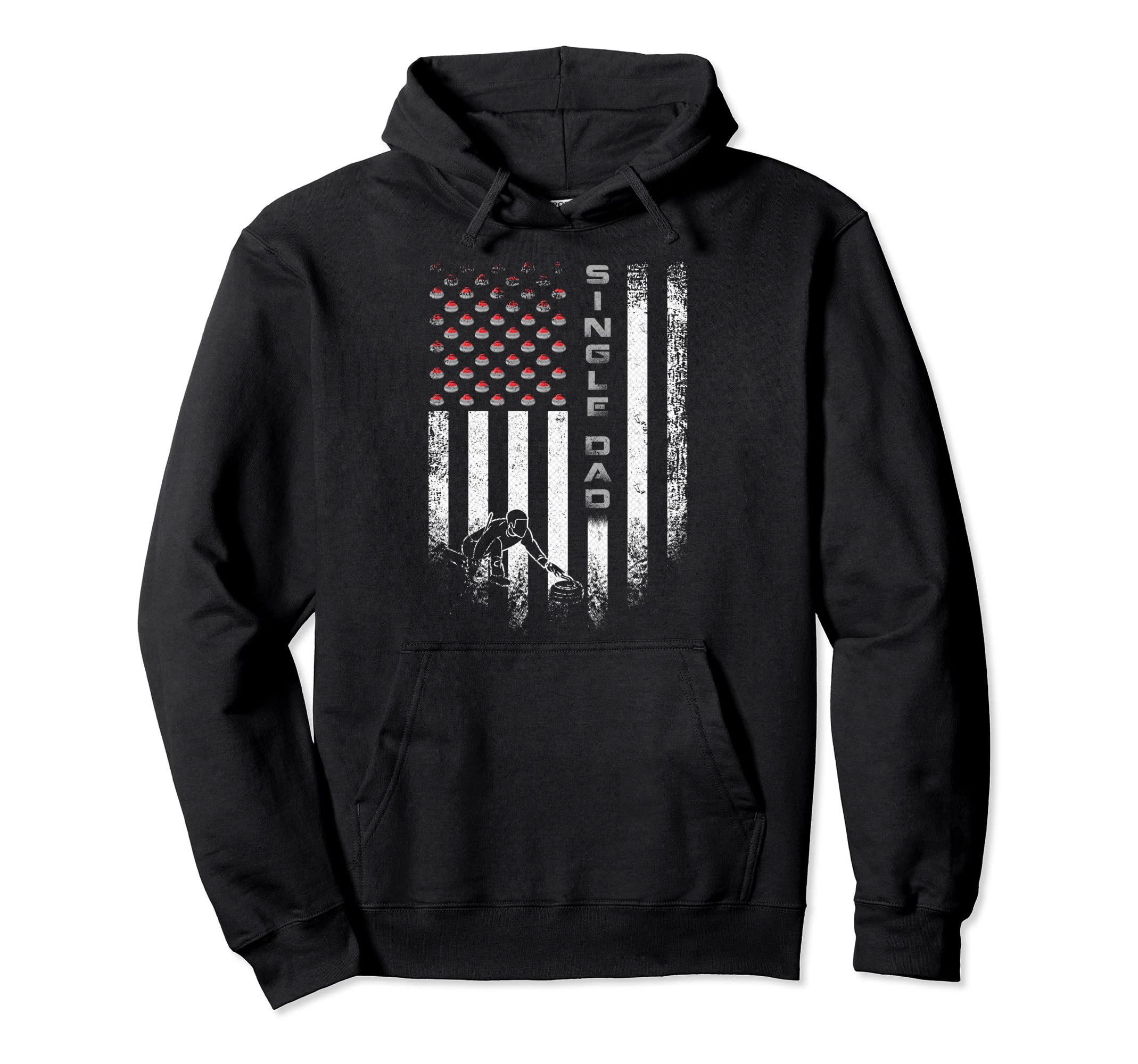 American Flag Curling Single Dad Hoodie - Casual Everyday Wear Unisex - T-Shirt, Sweatshirt, Hoodie
