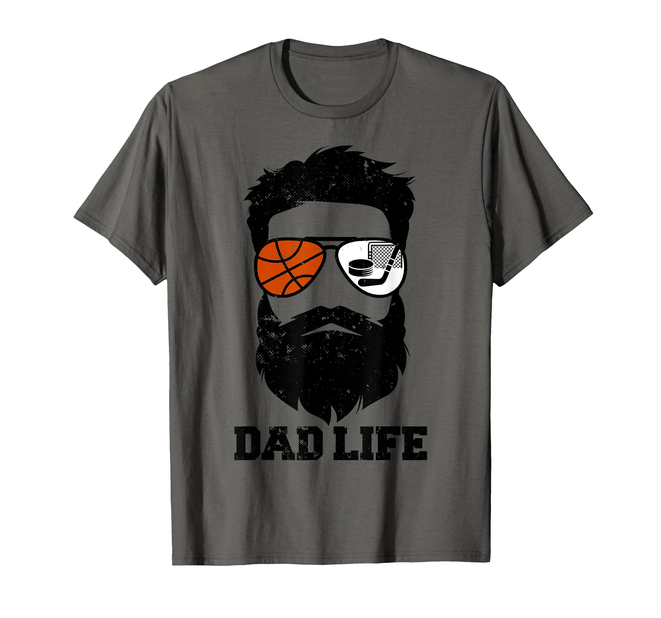Basketball Hockey Dad Messy Hair T-Shirt - Minimalist Print for Adults - T-Shirt, Sweatshirt, Hoodie