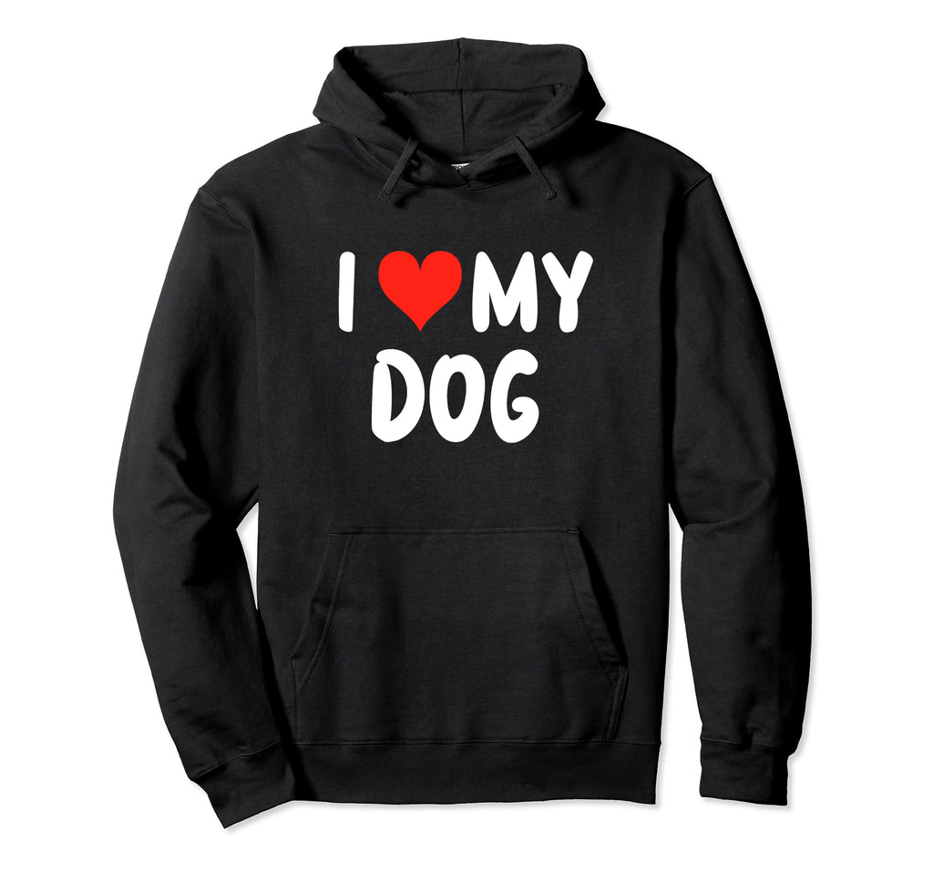 I Love My Dog Heart Dog Dad Mom Pet Hoodie - Minimalist Print for Adults - T-Shirt, Sweatshirt, Hoodie