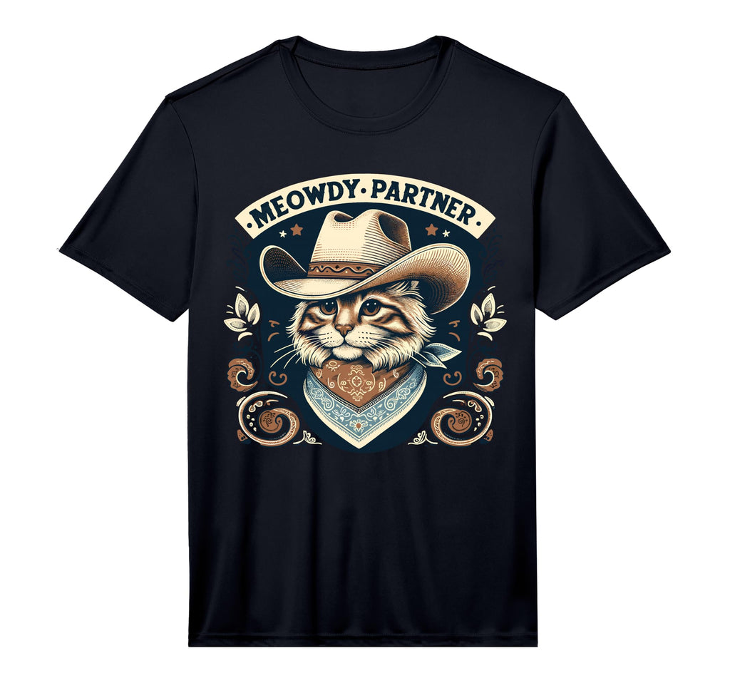 Meowdy Partner Cat Cowboy Hat Howdy T-Shirt - Aesthetic Graphic Unisex - T-Shirt, Sweatshirt, Hoodie
