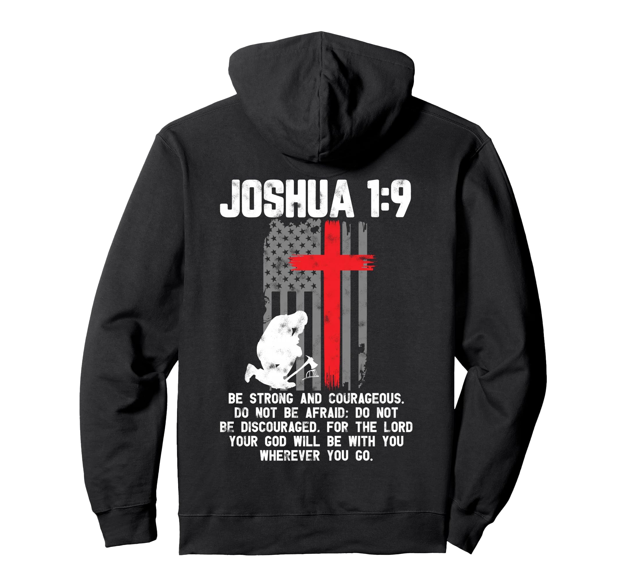 Thin Red Line Firefighter Cross Bible Hoodie - Graphic Print for Adults - T-Shirt, Sweatshirt, Hoodie