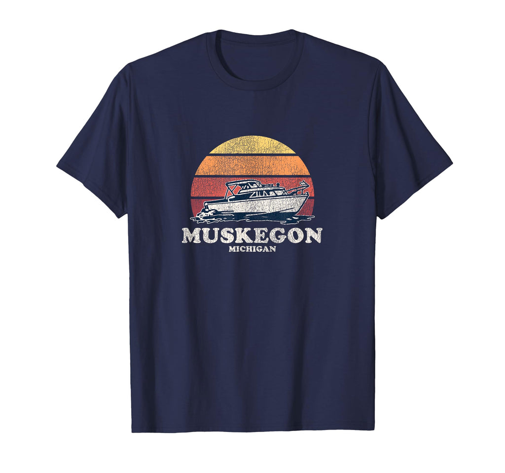 Muskegon Mi Boating 70S Boat T-Shirt - Custom Art Print for Adults - T-Shirt, Sweatshirt, Hoodie