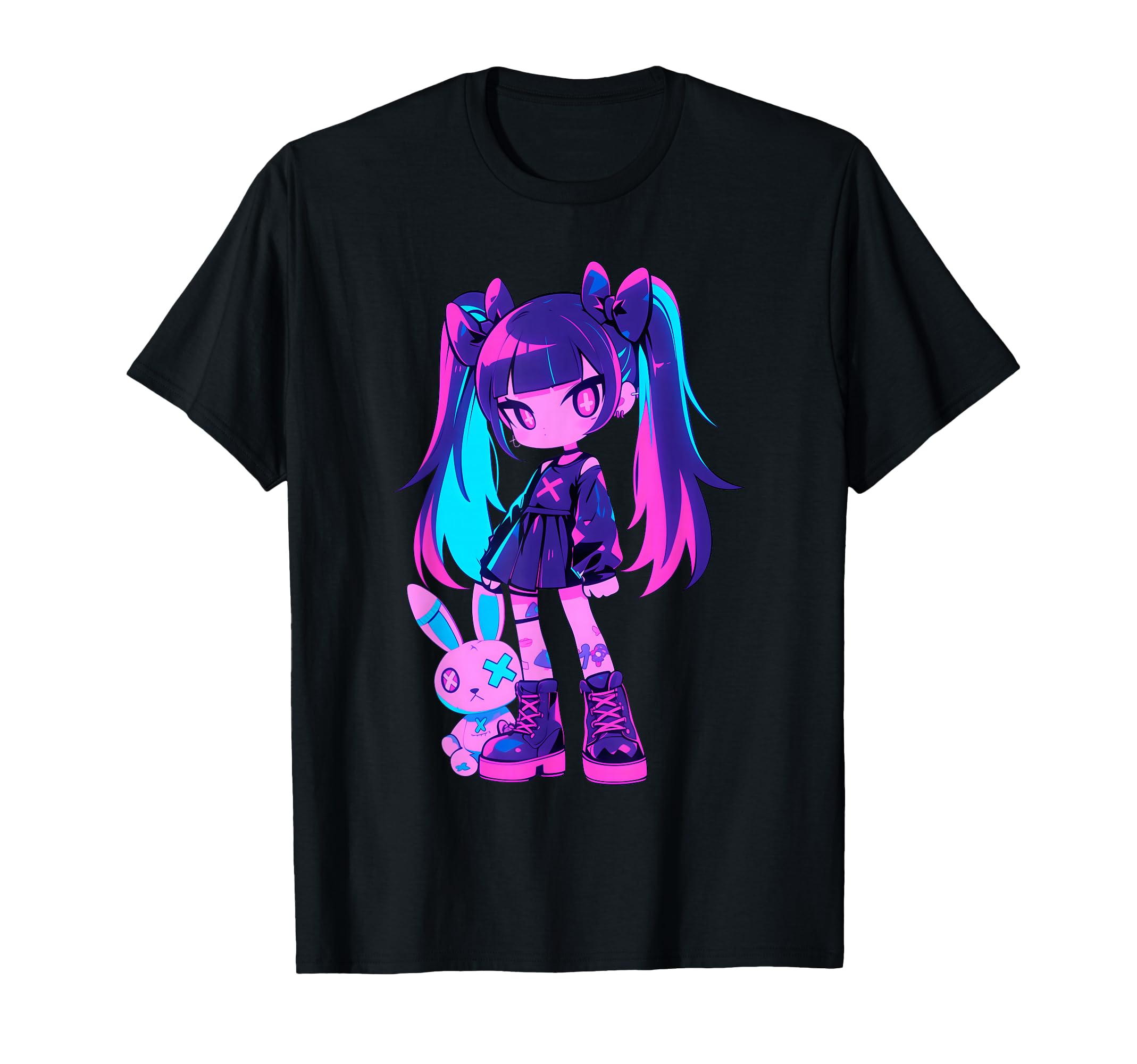 E Anime Grunge Goth Bunny Gothic Outfit T-Shirt - Novelty Apparel Unisex - T-Shirt, Sweatshirt, Hoodie