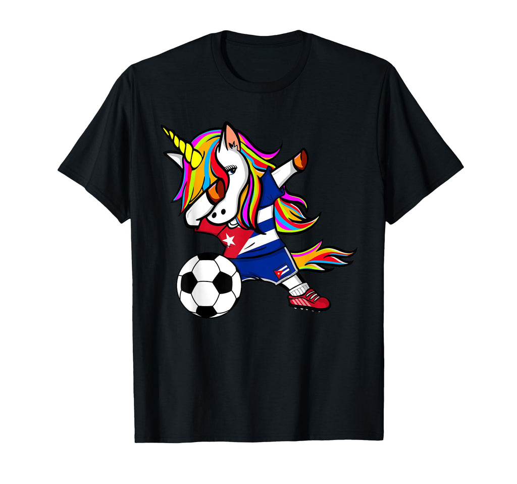 Funny Dabbing Unicorn Cuba Football Cuban T-Shirt - Graphic Print Unisex - T-Shirt, Sweatshirt, Hoodie