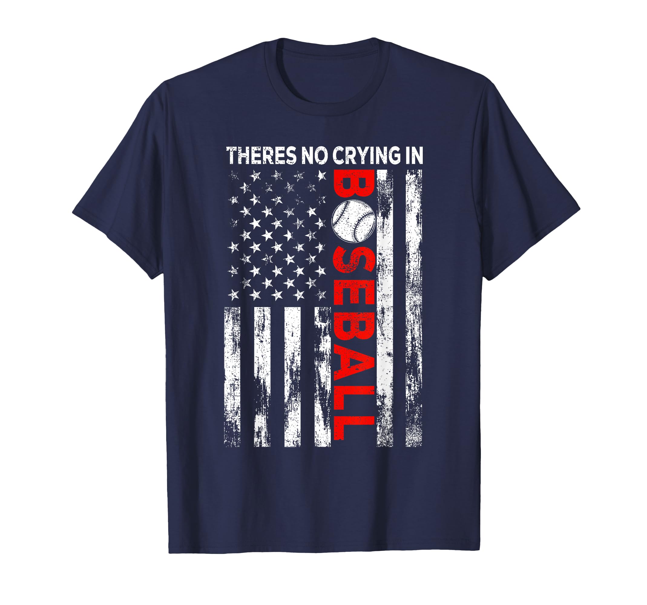 There No Crying Baseball American Flag T-Shirt - Trendy Graphic for Adults - T-Shirt, Sweatshirt, Hoodie