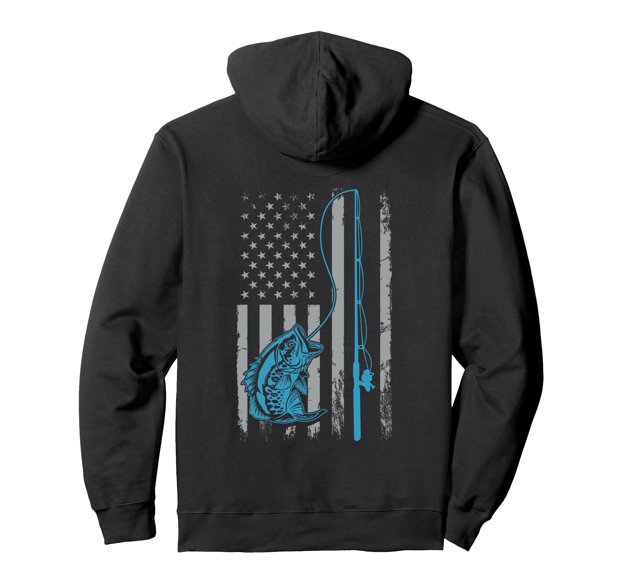 American Flag Fishing Rod Bass Fishing Hoodie - Trendy Graphic Men Women - T-Shirt, Sweatshirt, Hoodie