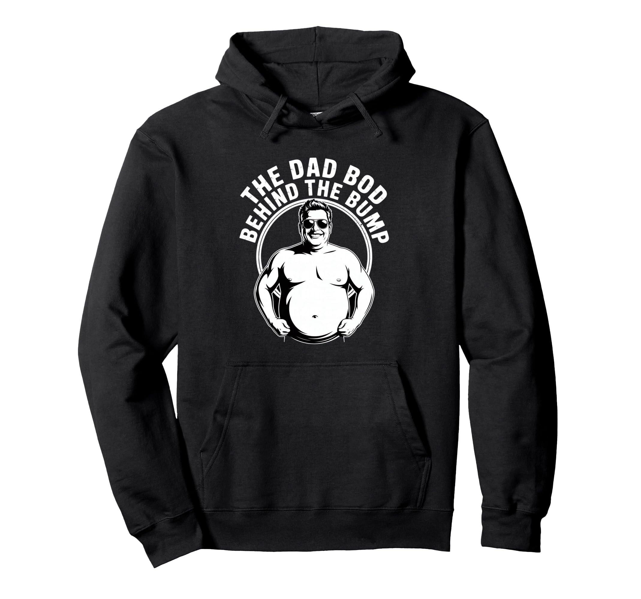 Dad Bod Behind Bump Funny Expecting Dad Hoodie - Minimalist Print Men Women - T-Shirt, Sweatshirt, Hoodie
