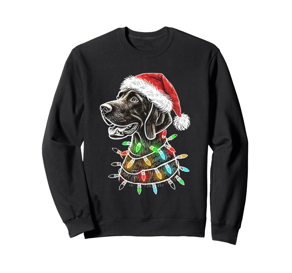 Santa Hat German Shorthaired Lights Sweatshirt - Unique Graphic Men Women - T-Shirt, Sweatshirt, Hoodie