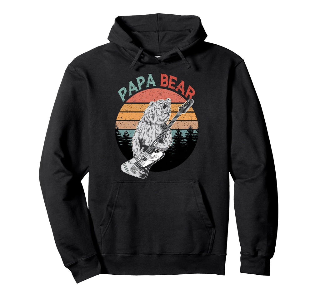 Funny Papa Bear Dad Guitar Fathers Day Hoodie - Custom Art Print for Adults - T-Shirt, Sweatshirt, Hoodie