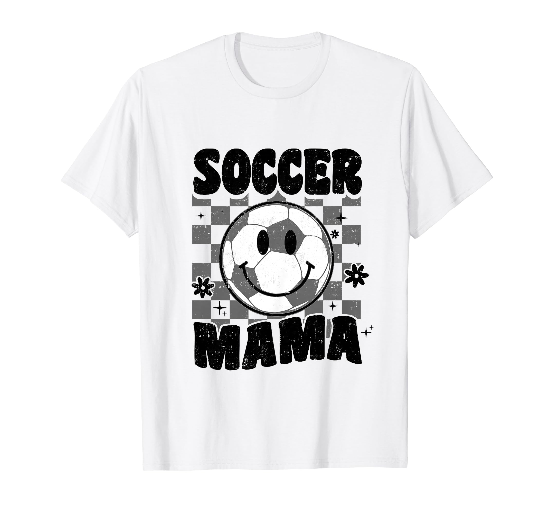 Soccer Mama Checkered Groovy Soccer Mom T-Shirt - Minimalist Print Unisex - T-Shirt, Sweatshirt, Hoodie