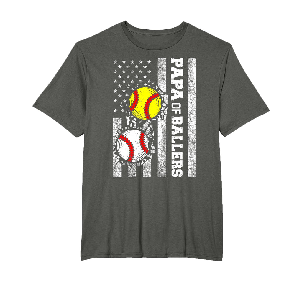 Papa Ballers Funny Usa Flag Baseball T-Shirt - Graphic Print for Adults - T-Shirt, Sweatshirt, Hoodie