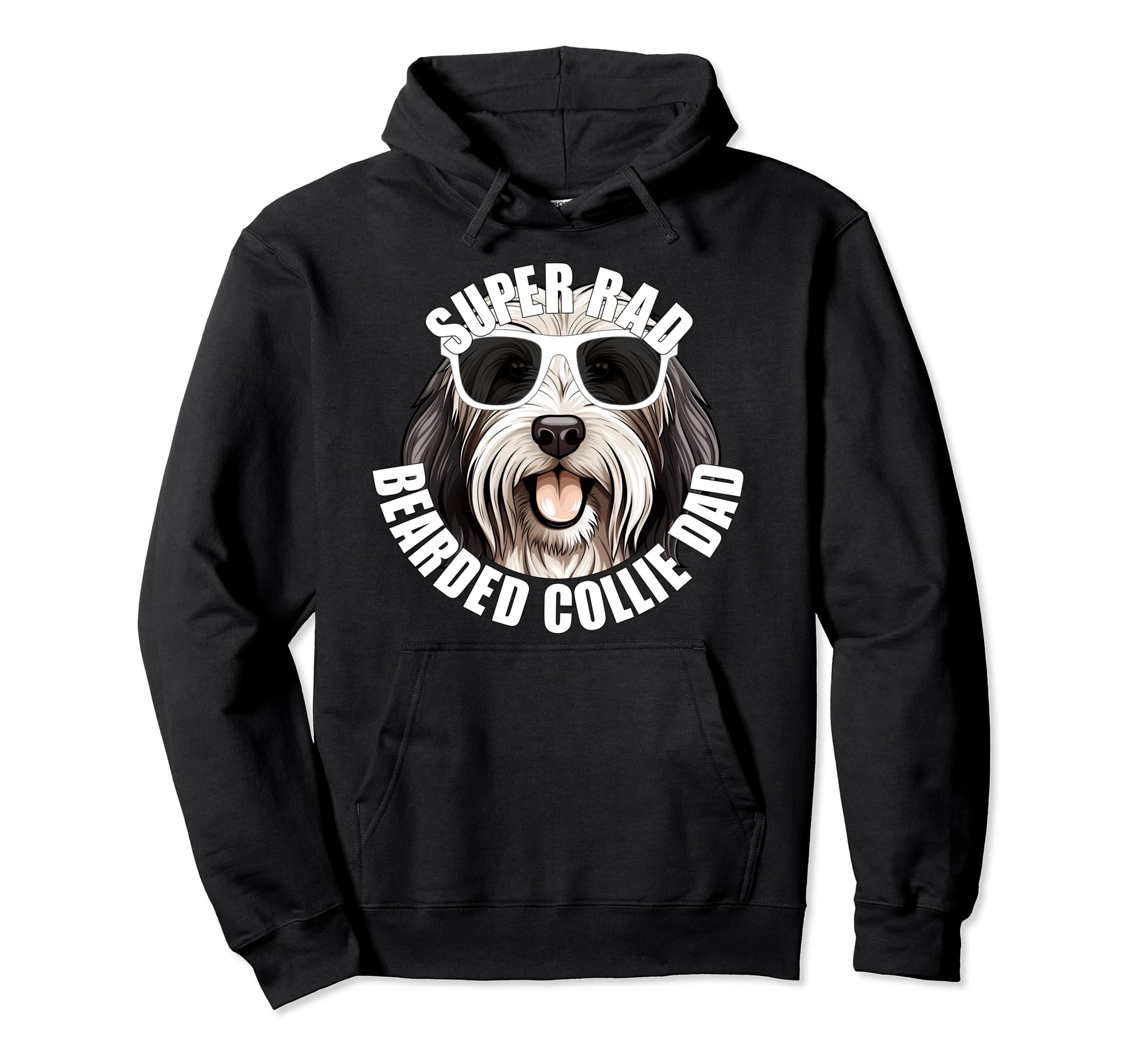 Bearded Collie Dad Funny Super Rad Dog Hoodie - Minimalist Print Men Women - T-Shirt, Sweatshirt, Hoodie