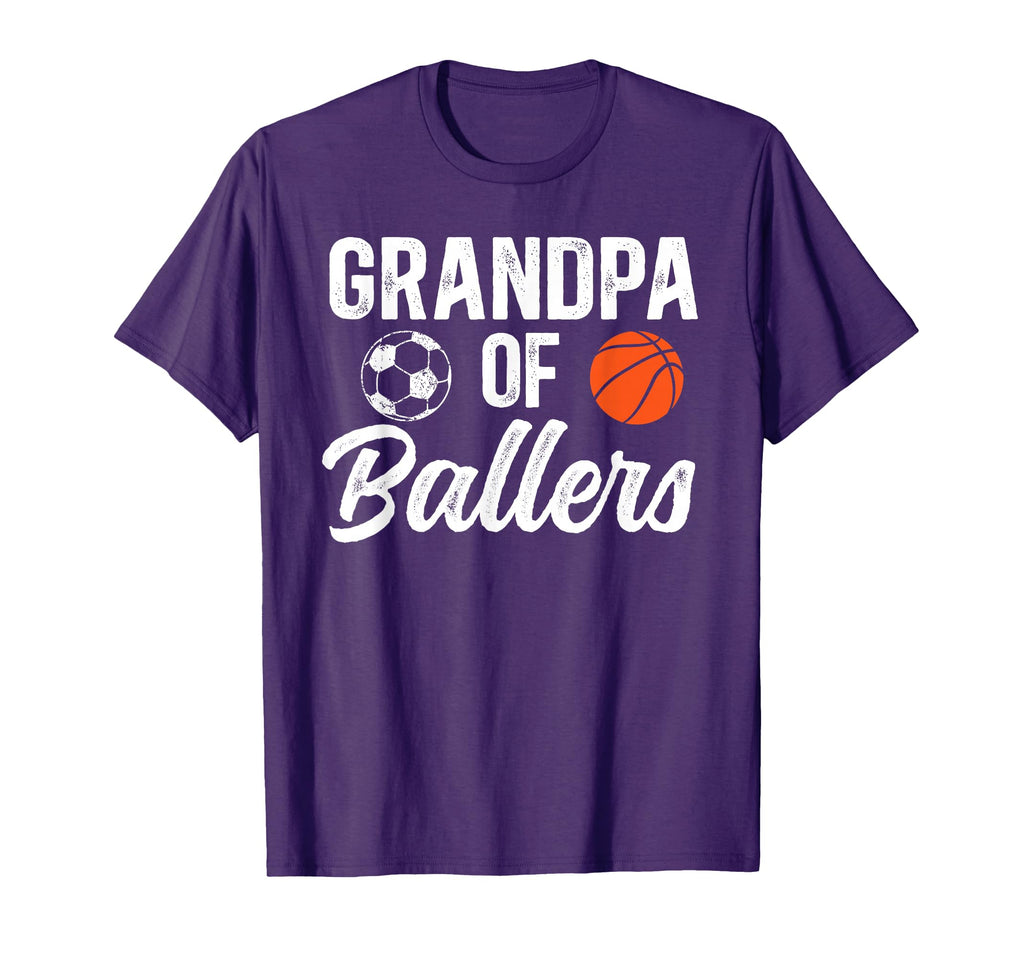 Grandpa Ballers Basketball Soccer Grandpa T-Shirt - Graphic Print Unisex - T-Shirt, Sweatshirt, Hoodie