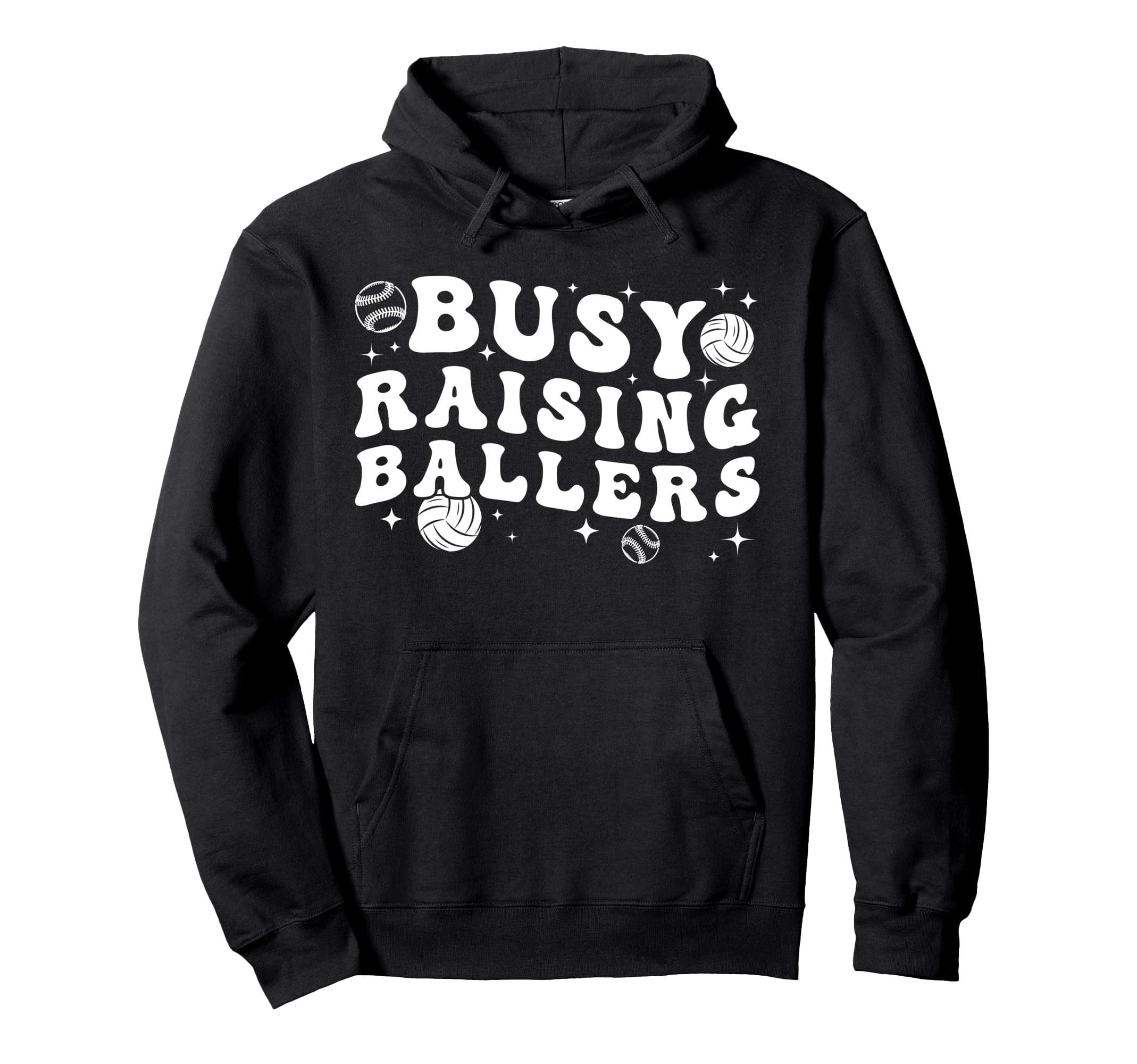 Busy Raising Ballers Volleyball Baseball Hoodie - Trendy Graphic Men Women - T-Shirt, Sweatshirt, Hoodie