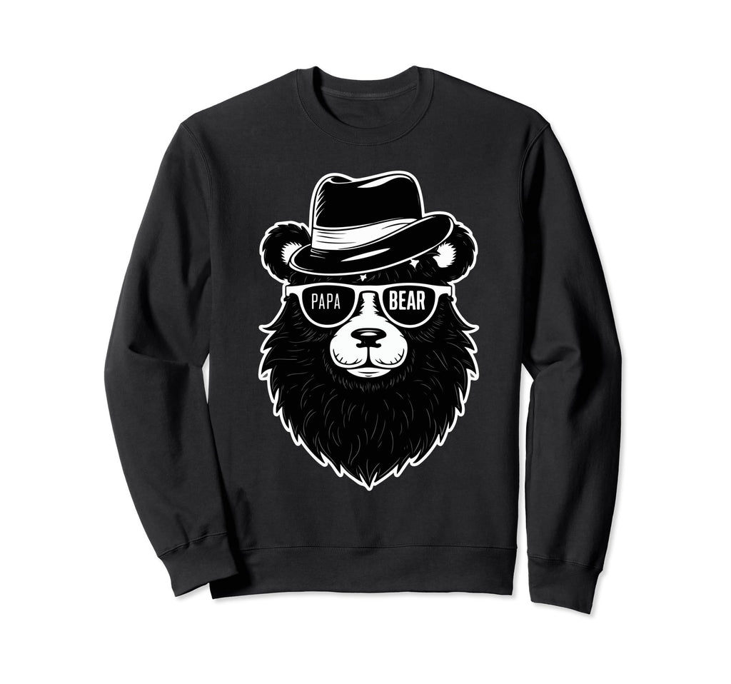 Papa Bear Face Wearing Sweatshirt - Aesthetic Graphic for Adults - T-Shirt, Sweatshirt, Hoodie