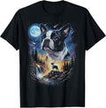 Boston Terrier Howling at The Moon Vintage Dog Art - Adult & Kids T-Shirts, Sweatshirts & Hoodies apparel design preview 1