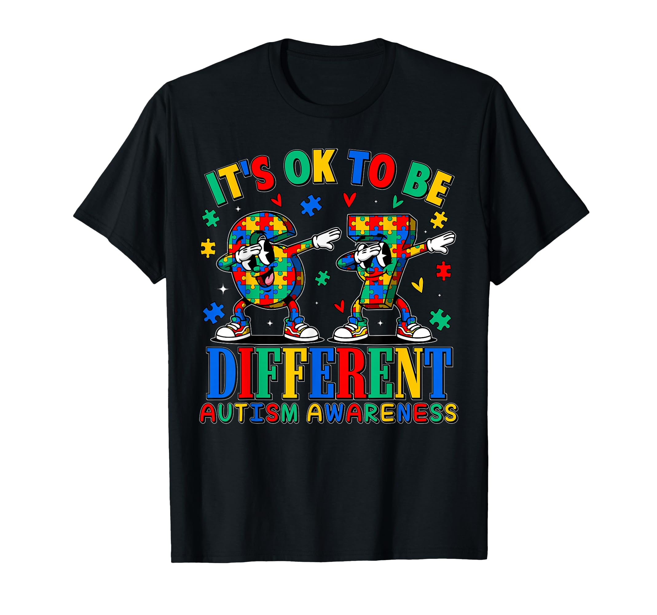 Dabbing 6 7 Autism Awareness Its Ok To T-Shirt - Aesthetic Graphic Unisex - T-Shirt, Sweatshirt, Hoodie