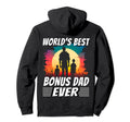 Worlds Best Bonus Dad Ever Fathers Hoodie - Minimalist Print for Adults - T-Shirt, Sweatshirt, Hoodie