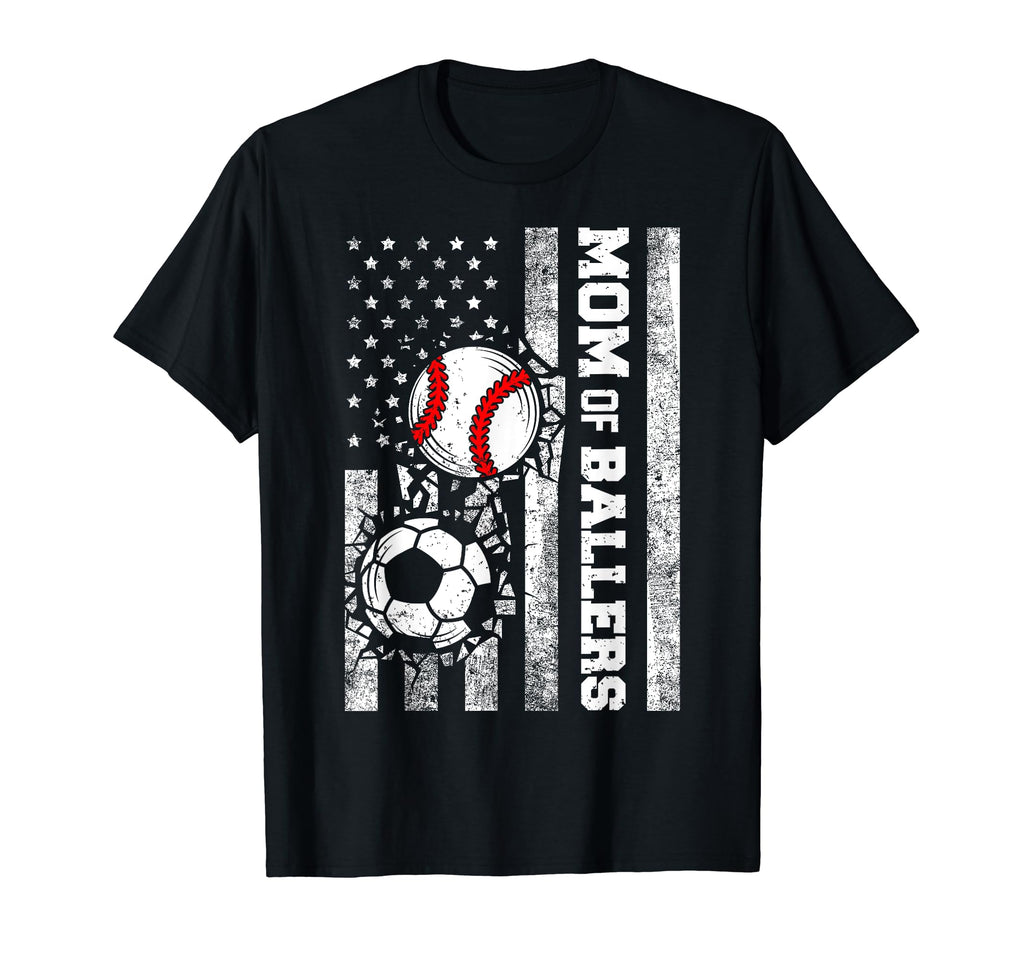Mom Ballers Funny Usa Flag Soccer T-Shirt - Aesthetic Graphic Men Women - T-Shirt, Sweatshirt, Hoodie