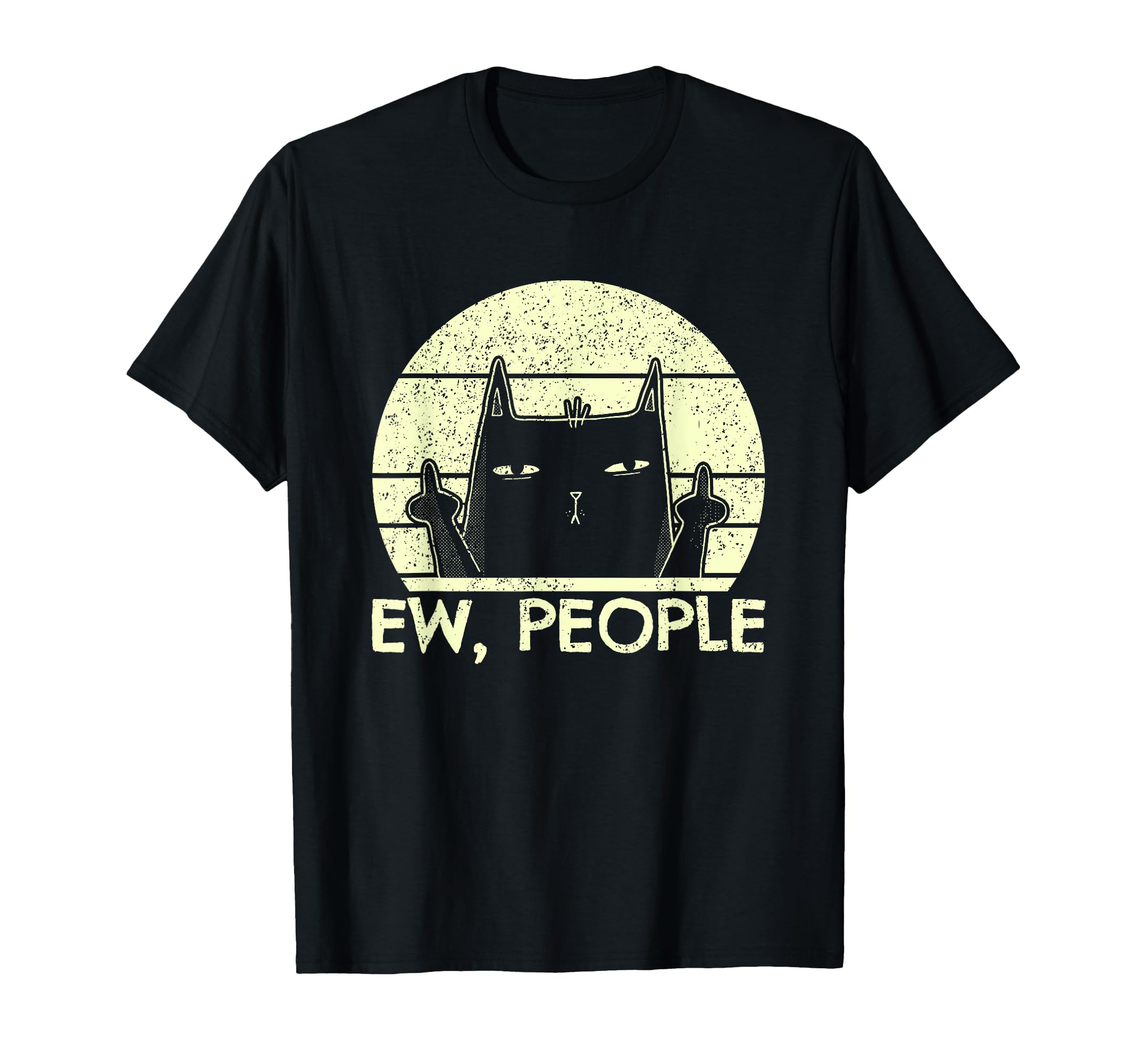 Ew People Black Cat Bad Mood T-Shirt - Aesthetic Graphic for Adults - T-Shirt, Sweatshirt, Hoodie