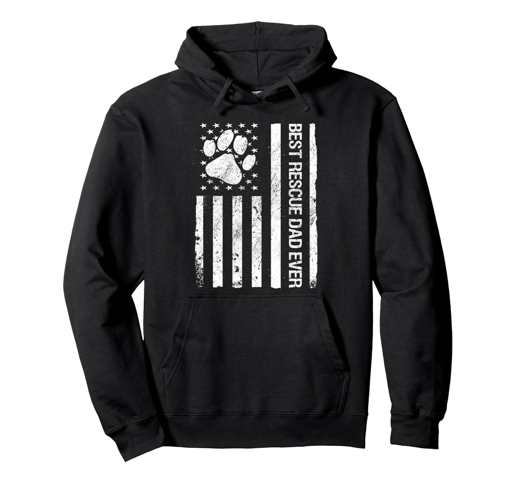 Best Rescue Dad Ever Usa Flag Funny Hoodie - Minimalist Print Unisex - T-Shirt, Sweatshirt, Hoodie
