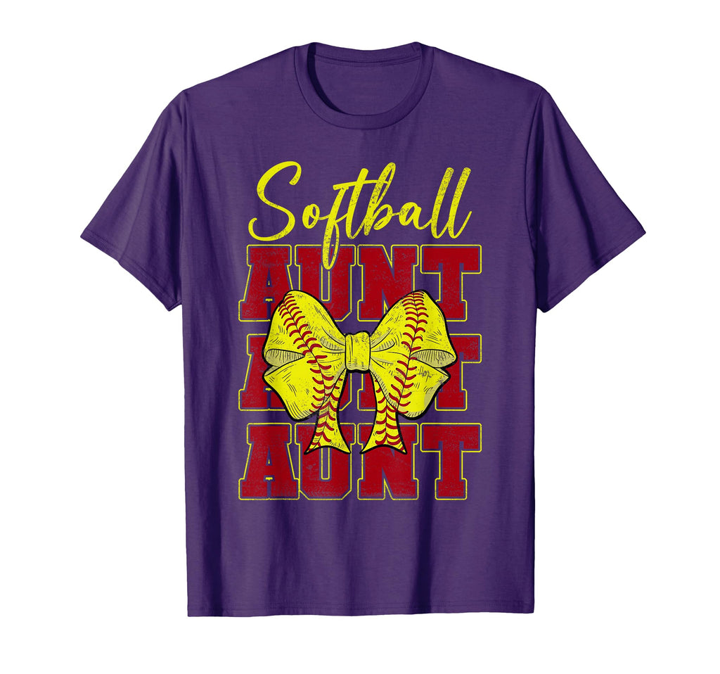 Softball Aunt Coquette Bow Sport Lover T-Shirt - Novelty Apparel Men Women - T-Shirt, Sweatshirt, Hoodie