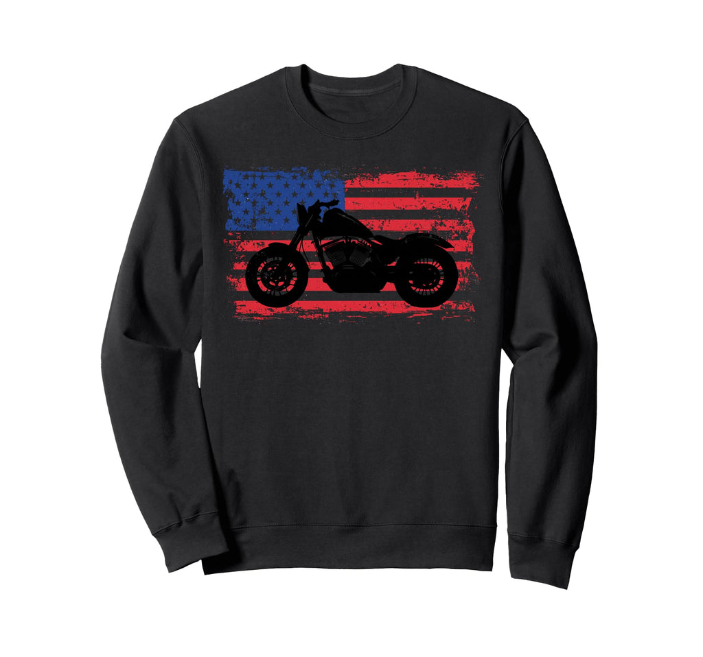 Motorcycle Biker Motorcycle Us Flag Sweatshirt - Novelty Apparel Unisex - T-Shirt, Sweatshirt, Hoodie