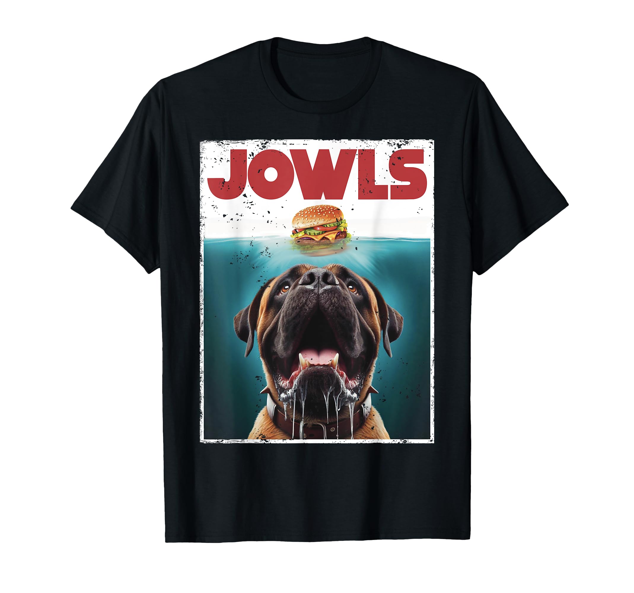 English Mastiff Jowls Burger T-Shirt - Custom Art Print Men Women - T-Shirt, Sweatshirt, Hoodie