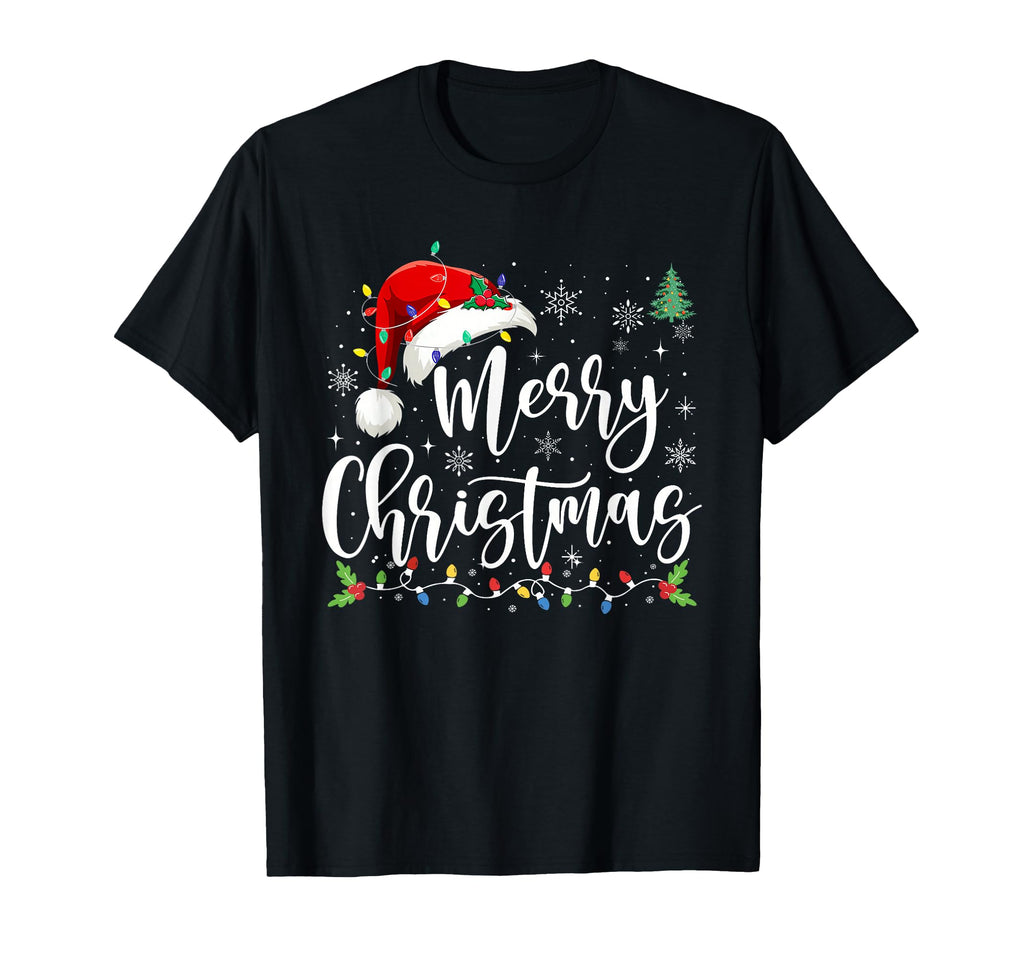 Merry Lights Red Santa Hat Family T-Shirt - Fun Novelty Design Unisex - T-Shirt, Sweatshirt, Hoodie