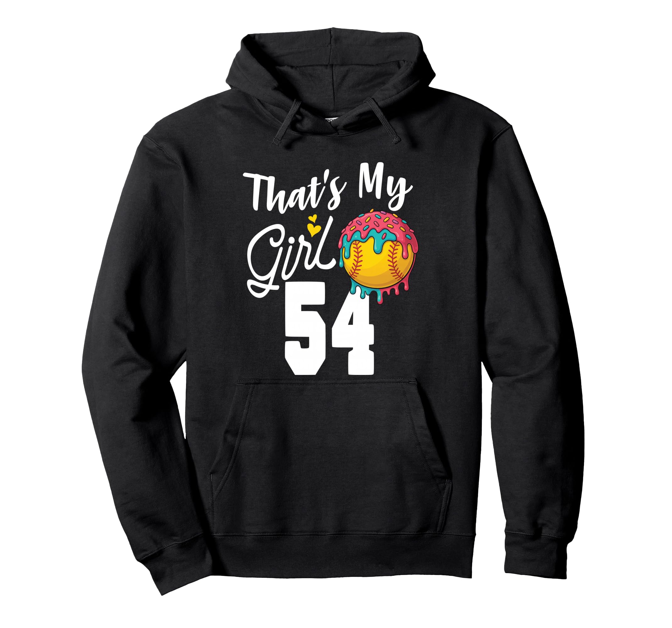 Thats My Softball 54 Number Mom Dad Hoodie - Unique Graphic for Adults - T-Shirt, Sweatshirt, Hoodie