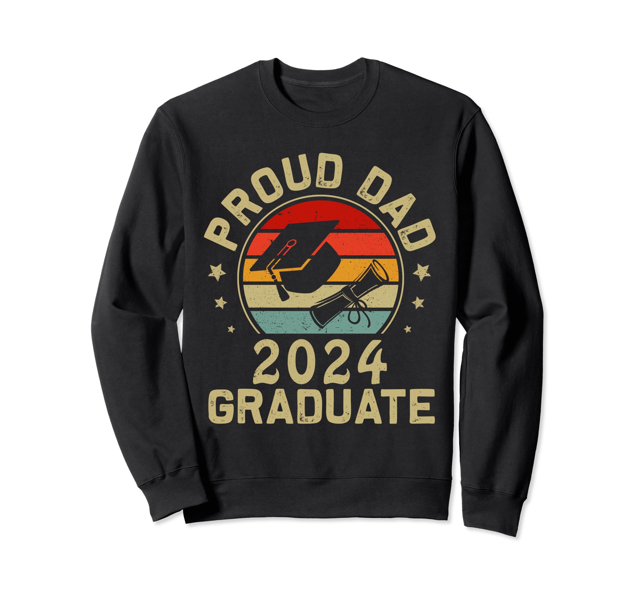 Proud Dad 2024 Graduate Father Senior 24 Sweatshirt - Graphic Print Unisex - T-Shirt, Sweatshirt, Hoodie